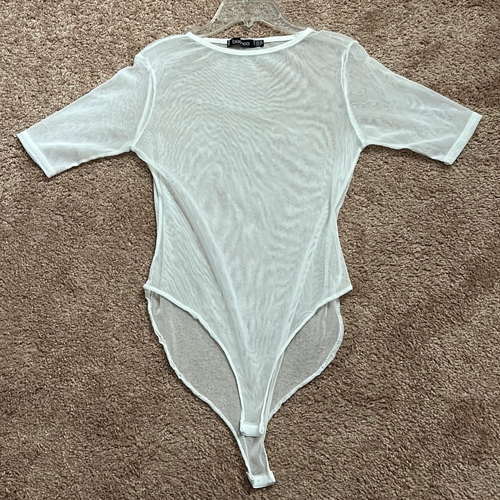 Boohoo White See Through Bodysuit
